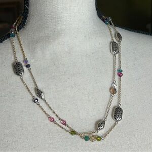 Brighton Bon Vivant Necklace Colorful Crystals Gold Plated 45" Long Chain